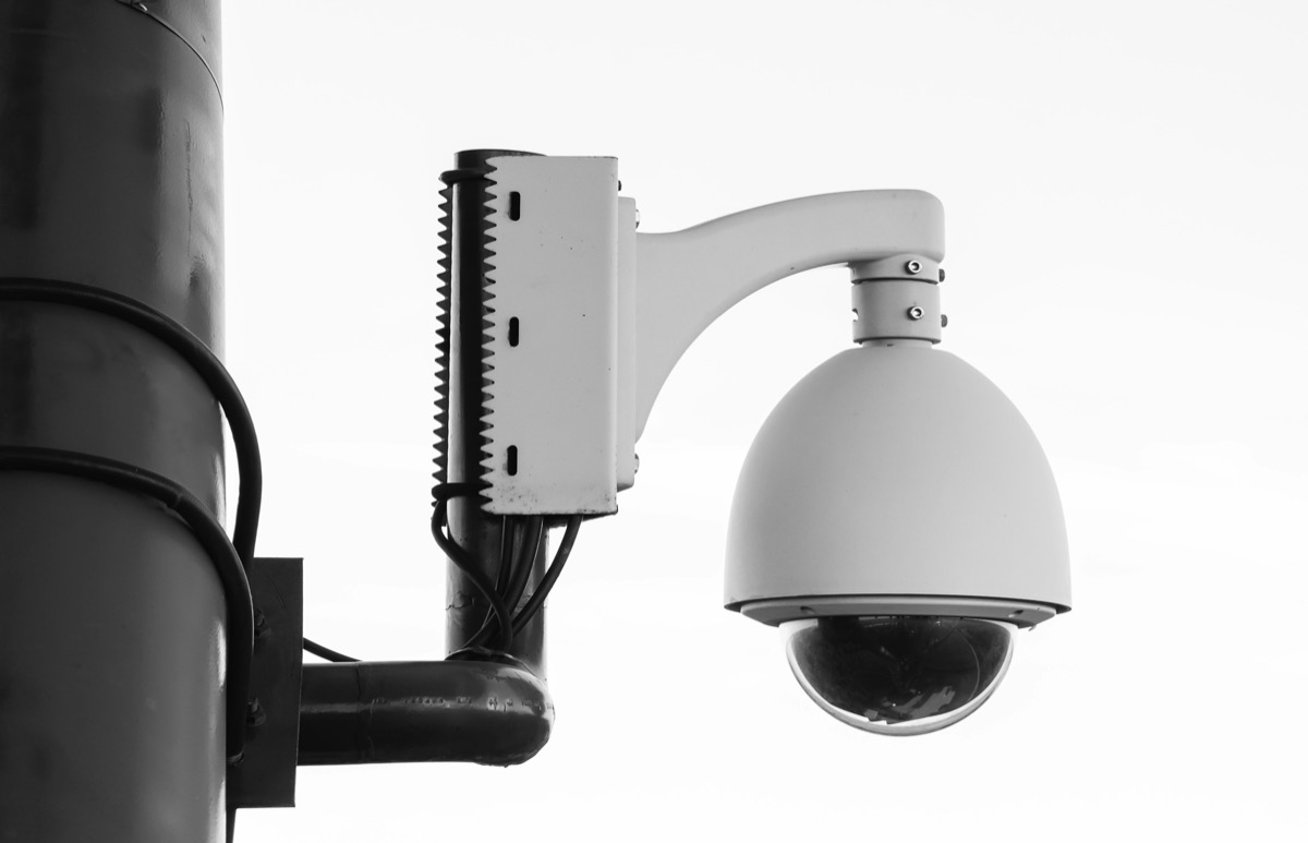 PTZ security camera on a pole mount